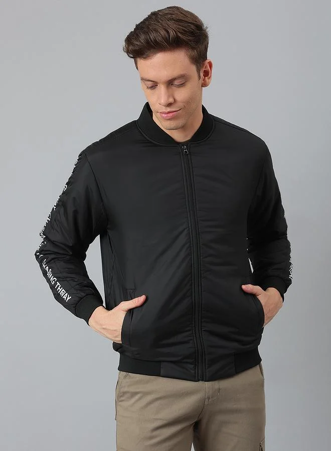 Dennis Lingo Men Printed Panel Outdoor Bomber Jacket